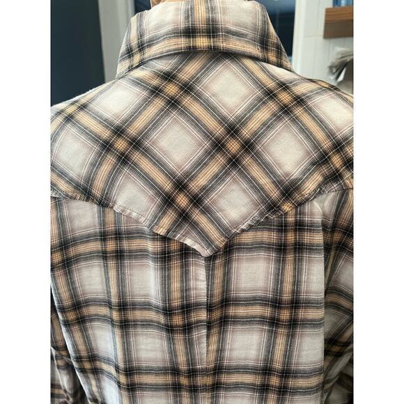 Seven7 SZ 14/16 Plaid Ruffle Western Pearl Button Up Shirt Cowgirl Yellowstone - Picture 6 of 10